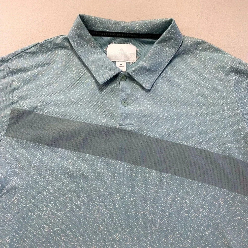 adidas ADICROSS Golf Polo Shirt Mens 2XL‎ Teal Blue Tech Performance Stretch